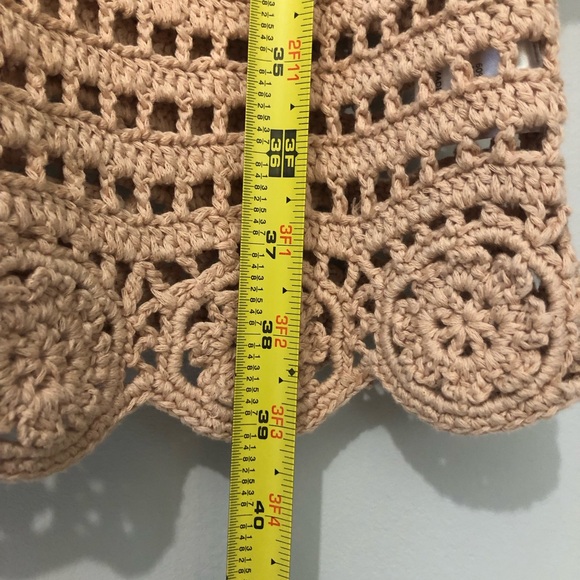 MAJORELLE Flower Crochet Knit Women’s Size Medium Tan Coverup Boho Tunic Dress - Picture 10 of 11